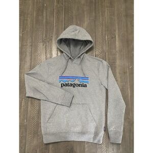 Patagonia Uprisal P-6 Hoodie Sweatshirt Men's Small Logo Gray